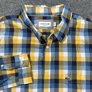 Lacoste Regular Fit Plaid Long Sleeve Button Shirt Men’s FR 46 US 2XL XXL